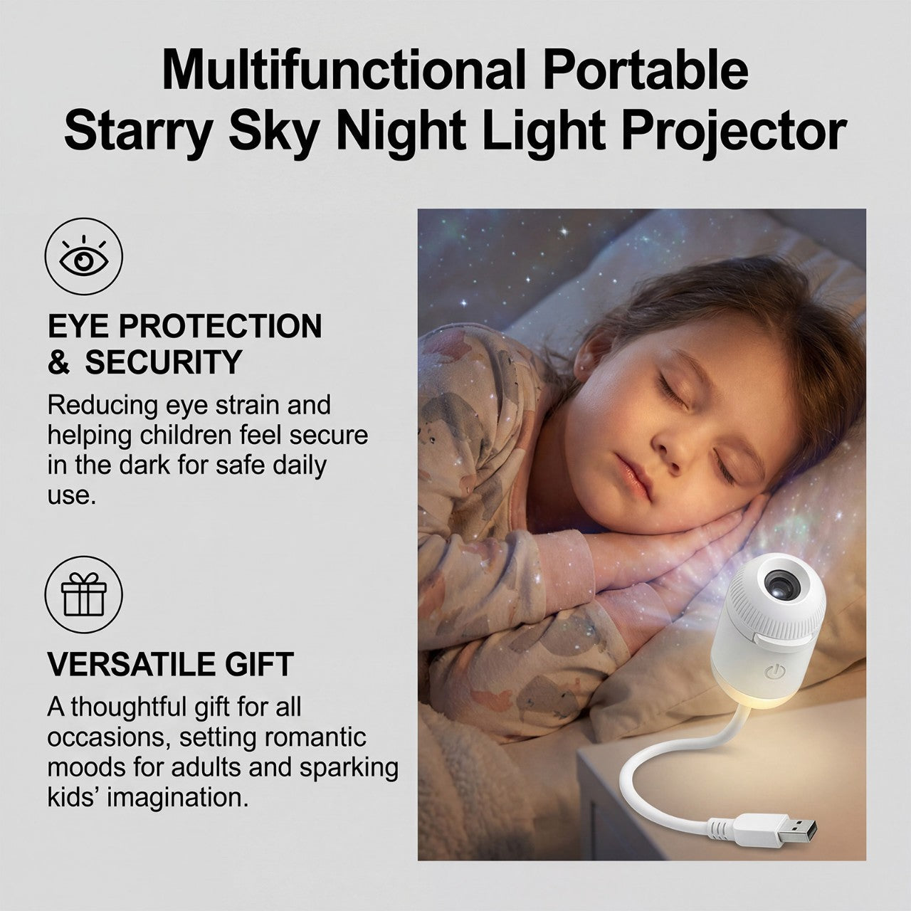 Starry Night Mini Projector – Galaxy Night Light for Bedroom